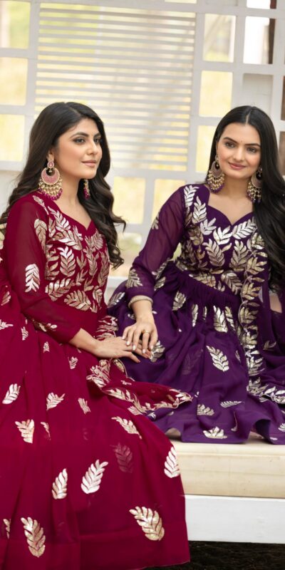 Ram 087 Maroon in Fox Georgette Embroidery Work & Thread Embroidery Gown . Special Price ₹2149. Delivery 4-6 Working Days. Shop now. | Bollywood Gowns, Creative Gowns, Designer Gowns, Embroidered Gowns, Gowns, Party Wear Gowns