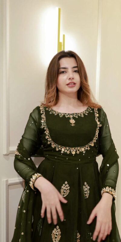 LG 2006 Mehendi Georgette Gown Perfect for Wedding, Party, Engagement, Diwali, Sangeet . Exclusive Offer ₹1999. Delivery 4-6 Working Days. Shop now. | Bollywood Gowns, Creative Gowns, Designer Gowns, Embroidered Gowns, Gowns, Party Wear Gowns