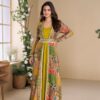 Mustard Blooming Georgette Mirror Work Embroider Kurti