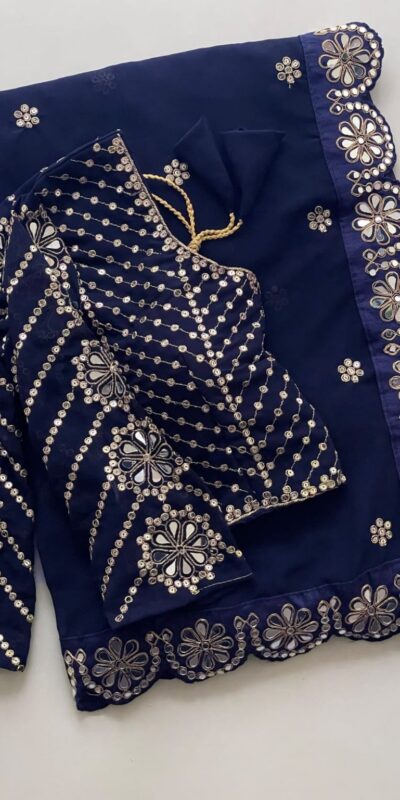 DF 3457 Navy Blue Color Georgette Sequence Original Mirror Work Saree Casual, Wedding, Festive, Events . Expected Delivery  4-6 Working Days @2099/- only                                                                                | Creative Sarees, Embroidered Sarees, Bollywood Sarees, Designer Sarees, Ethnic Saree, Modern Digital sarees, Party Wear Sarees, Sarees