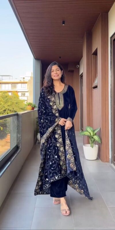 LG 2023 Navy Blue Velvet Salwar Suit with Embroidery Work. Wedding, Party, Festive, Events Get it for ₹2029. Delivery 4-6 Working Days. Shop now. | Casual Suits, Jump Suits, Tops & Bottoms, Track Suits, Trendy Wear, Creative suits, Designer Suits, Palazzo Suits, Party Wear Suits, Patiala Suits, Salwar suit, Straight Suits