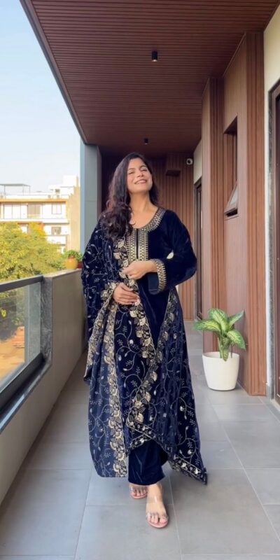 LG 2023 Navy Blue Velvet Salwar Suit with Embroidery Work. Wedding, Party, Festive, Events Get it for ₹2029. Delivery 4-6 Working Days. Shop now. | Casual Suits, Jump Suits, Tops & Bottoms, Track Suits, Trendy Wear, Creative suits, Designer Suits, Palazzo Suits, Party Wear Suits, Patiala Suits, Salwar suit, Straight Suits