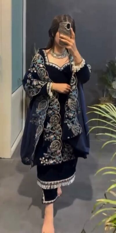 RTC 5935 Navy Blue in Viscose Velvet Lace Work Salwar Suit . Wedding, Party, Festive, Events, Get it for ₹2049. Delivery 4-6 Working Days. Shop now. | Bollywood Lehenga, Creative Lehenga, Designer Lehenga, Embroidered Lehenga, Lehenga, Party Wear Lehenga