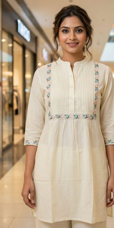 INLI Charmi vol 1 Off White Color Rayon Kurti with malti Embroidery Work. Festive Deal ₹1349. Delivery 4-6 Working Days. Shop now. | Bollywood Kurti, Creative Kurtis, Designer Kurti, Kurti, Party Wear Kurti, Selfie Kurti
