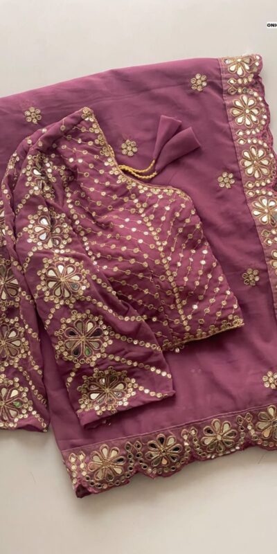 DF 3457 Onion Color Georgette Sequence Original Mirror Work Saree Casual, Wedding, Festive, Events . Expected Delivery  4-6 Working Days @2099/- only                                                                                | Creative Sarees, Embroidered Sarees, Bollywood Sarees, Designer Sarees, Ethnic Saree, Modern Digital sarees, Party Wear Sarees, Sarees