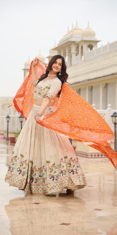 Ram 143 Orange in Color Tissue Silk Embroidery Work Lehenga Choli . Now at just ₹3249. Delivery 4-6 Working Days. Shop now. | Bollywood Lehenga, Creative Lehenga, Designer Lehenga, Embroidered Lehenga, Lehenga, Party Wear Lehenga