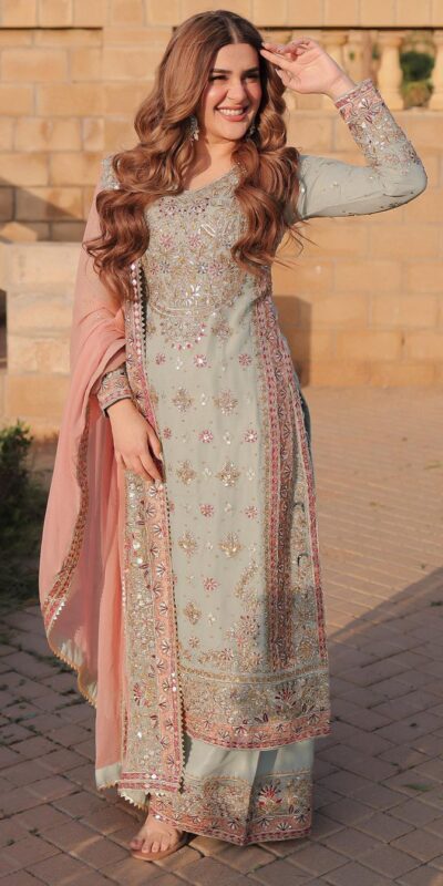 SRK 5176 Peach Faux Georgette Salwar Suit with Lace Work & Embroidery Work. Available at ₹2399 only. Delivery 4-6 Working Days. Shop now. | Casual Suits, Jump Suits, Tops & Bottoms, Track Suits, Trendy Wear, Creative suits, Designer Suits, Palazzo Suits, Party Wear Suits, Patiala Suits, Salwar suit, Straight Suits