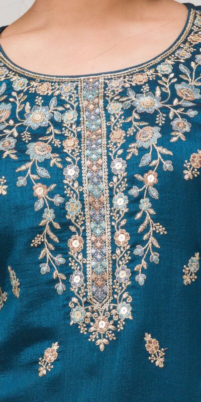 FC 2102 Peacock Blue Blooming Vichitra Salwar Suit with Embroidery Work. Festive Deal ₹2549. Delivery 4-6 Working Days. Shop now. | Casual Suits, Jump Suits, Tops & Bottoms, Track Suits, Trendy Wear, Creative suits, Designer Suits, Palazzo Suits, Party Wear Suits, Patiala Suits, Salwar suit, Straight Suits