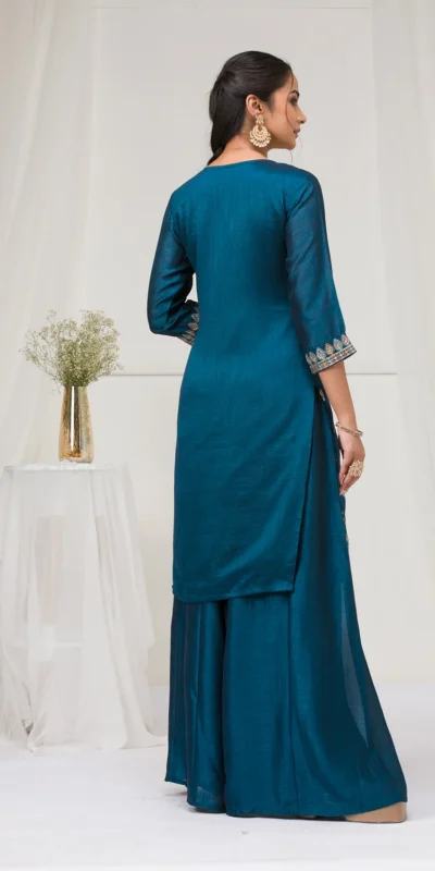 FC 2102 Peacock Blue Blooming Vichitra Salwar Suit with Embroidery Work. Festive Deal ₹2549. Delivery 4-6 Working Days. Shop now. | Casual Suits, Jump Suits, Tops & Bottoms, Track Suits, Trendy Wear, Creative suits, Designer Suits, Palazzo Suits, Party Wear Suits, Patiala Suits, Salwar suit, Straight Suits