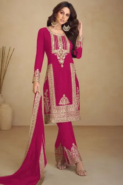 FC GULKAYRA 7473 Pink Chinon Salwar Suit Perfect for Wedding, Party, Durga Puja, Eid, Sangeet – . Grab it for ₹3199. Delivery 4-6 Working Days. | Casual Suits, Jump Suits, Tops & Bottoms, Track Suits, Trendy Wear, Creative suits, Designer Suits, Palazzo Suits, Party Wear Suits, Patiala Suits, Salwar suit, Straight Suits