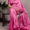 Pink Rumali Silk Zari Work Saree