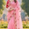 SC 1005 Pink in Soft fandy Silk Embroidery Work & Lace Work Saree . Available at ₹2499 only. Delivery 4-6 Working Days. Shop now. | Creative Sarees, Embroidered Sarees, Bollywood Sarees, Designer Sarees, Ethnic Saree, Modern Digital sarees, Party Wear Sarees, Sarees