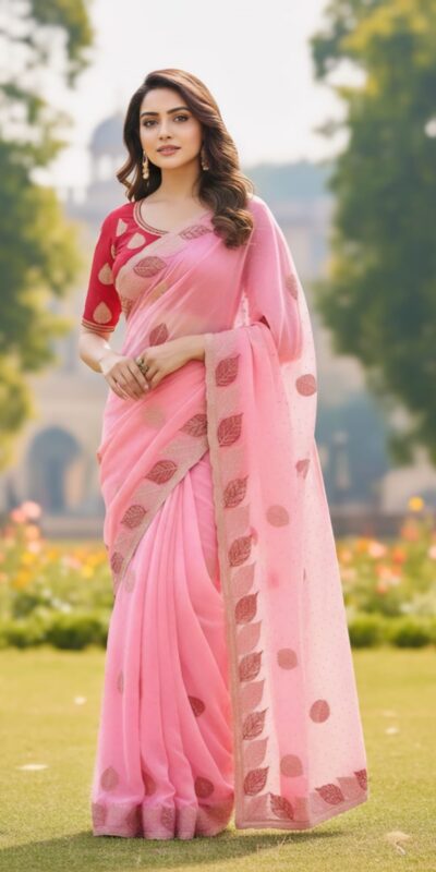 SC 1005 Pink in Soft fandy Silk Embroidery Work & Lace Work Saree . Available at ₹2499 only. Delivery 4-6 Working Days. Shop now. | Creative Sarees, Embroidered Sarees, Bollywood Sarees, Designer Sarees, Ethnic Saree, Modern Digital sarees, Party Wear Sarees, Sarees