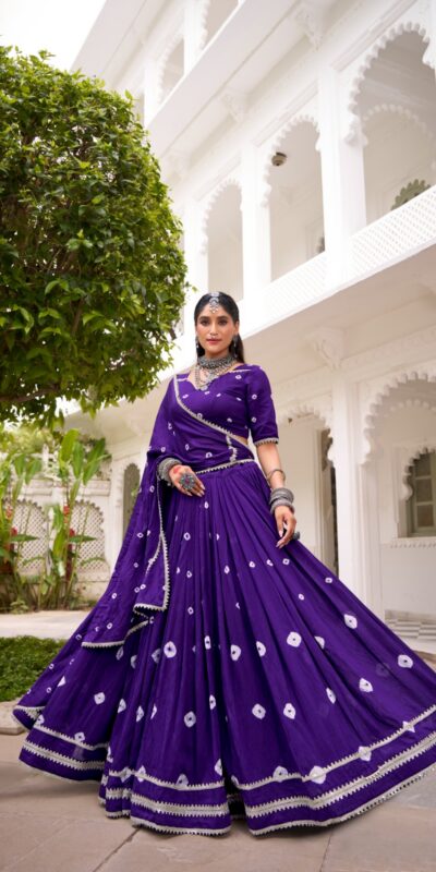LNB 1663 Purple Color Pure Chander Bandhej Print With Lace Touch Up Lehenga Choli Wedding, Party, Festive, Events Etc. Delivery 4-6 Working Days Rs 1899 | Creative Lehenga, Bollywood Lehenga, Designer Lehenga, Embroidered Lehenga, Lehenga, Party Wear Lehenga