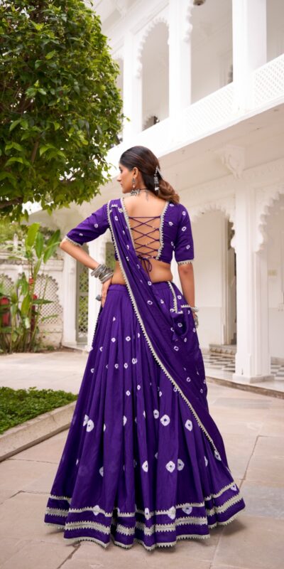 LNB 1663 Purple Color Pure Chander Bandhej Print With Lace Touch Up Lehenga Choli Wedding, Party, Festive, Events Etc. Delivery 4-6 Working Days Rs 1899 | Creative Lehenga, Bollywood Lehenga, Designer Lehenga, Embroidered Lehenga, Lehenga, Party Wear Lehenga