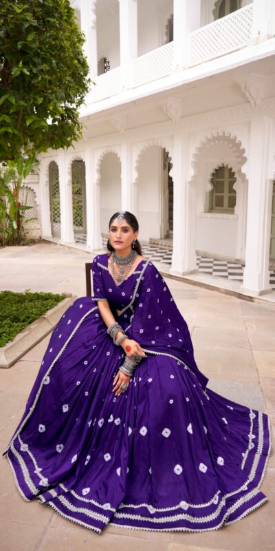 LNB 1663 Purple Color Pure Chander Bandhej Print With Lace Touch Up Lehenga Choli Wedding, Party, Festive, Events Etc. Delivery 4-6 Working Days Rs 1899 | Creative Lehenga, Bollywood Lehenga, Designer Lehenga, Embroidered Lehenga, Lehenga, Party Wear Lehenga