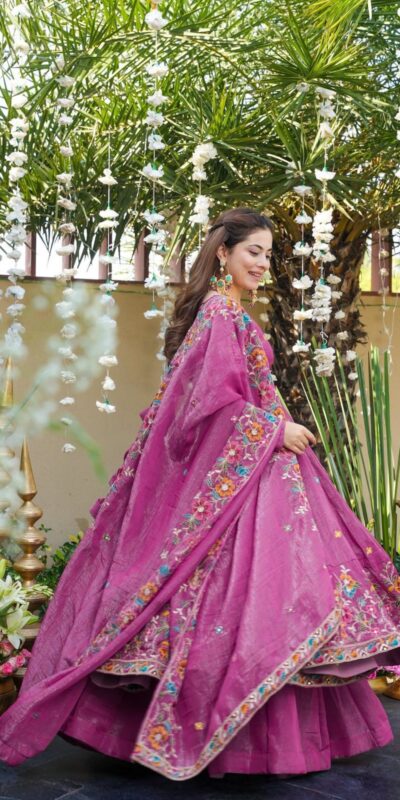 NSR 880 Purple Crunchy Silk Gown with Embroidery Work. Wedding, Party, Festive, Events Grab it for ₹2249. Delivery 4-6 Working Days. Shop now. | Bollywood Gowns, Creative Gowns, Designer Gowns, Embroidered Gowns, Gowns, Party Wear Gowns