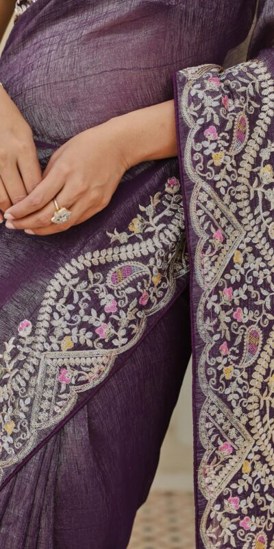 Ram 010 Purple Color Silver Crunchy Saree with Embroidery Work. Special Price ₹2149. Delivery 4-6 Working Days. Shop now. | Creative Sarees, Embroidered Sarees, Bollywood Sarees, Designer Sarees, Ethnic Saree, Modern Digital sarees, Party Wear Sarees, Sarees