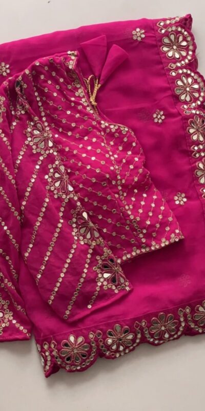 DF 3457 Rani Pink Color Georgette Sequence Original Mirror Work Saree Casual, Wedding, Festive, Events . Expected Delivery  4-6 Working Days @2099/- only                                                                                | Creative Sarees, Embroidered Sarees, Bollywood Sarees, Designer Sarees, Ethnic Saree, Modern Digital sarees, Party Wear Sarees, Sarees