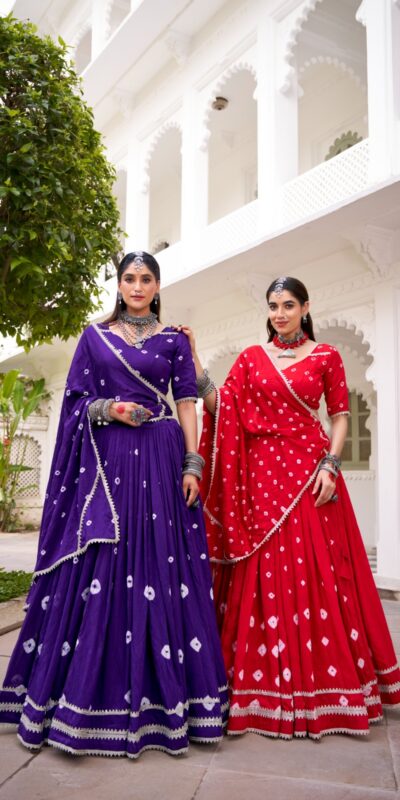 LNB 1663 Red Color Pure Chander Bandhej Print With Lace Touch Up Lehenga Choli Wedding, Party, Festive, Events Etc. Delivery 4-6 Working Days Rs 1899 | Creative Lehenga, Bollywood Lehenga, Designer Lehenga, Embroidered Lehenga, Lehenga, Party Wear Lehenga
