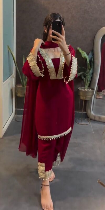 SRK 5306 Red Faux Georgette Salwar Suit with Lace Work & Embroidery Work. Special Price ₹1899. Delivery 4-6 Working Days. Shop now. | Bollywood Lehenga, Creative Lehenga, Designer Lehenga, Embroidered Lehenga, Lehenga, Party Wear Lehenga