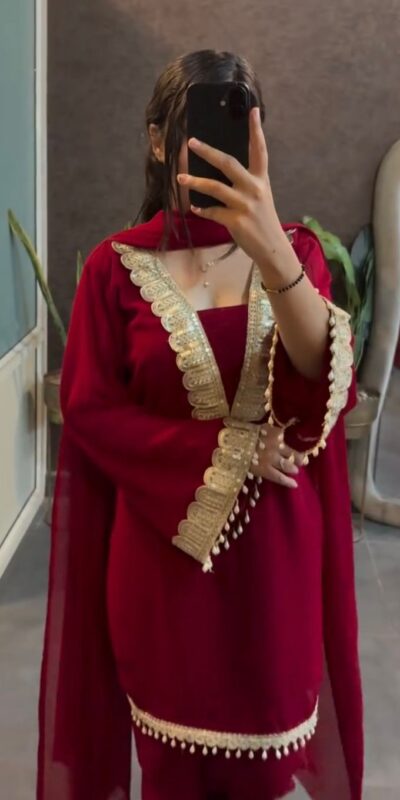 SRK 5306 Red Faux Georgette Salwar Suit with Lace Work & Embroidery Work. Special Price ₹1899. Delivery 4-6 Working Days. Shop now. | Bollywood Lehenga, Creative Lehenga, Designer Lehenga, Embroidered Lehenga, Lehenga, Party Wear Lehenga