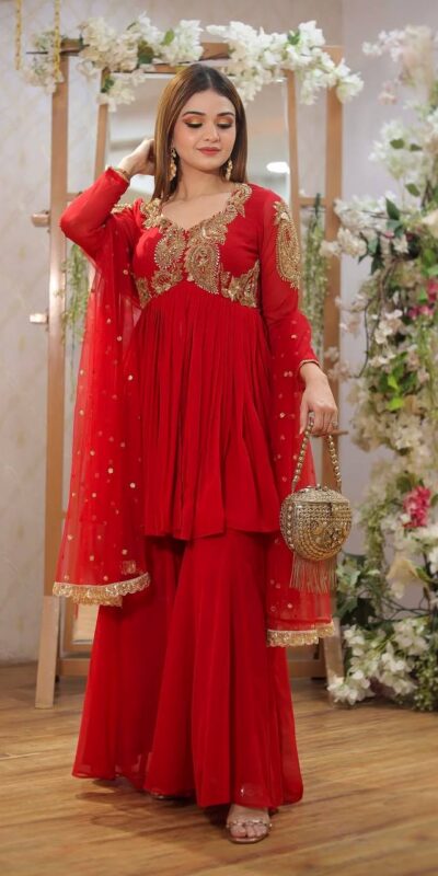 BT 5006 Red Fox Georgette Salwar Suit with Sequins Work & Embroidery Work. Best Price ₹1999. Delivery 4-6 Working Days. Shop now. | Casual Suits, Jump Suits, Tops & Bottoms, Track Suits, Trendy Wear, Creative suits, Designer Suits, Palazzo Suits, Party Wear Suits, Patiala Suits, Salwar suit, Straight Suits