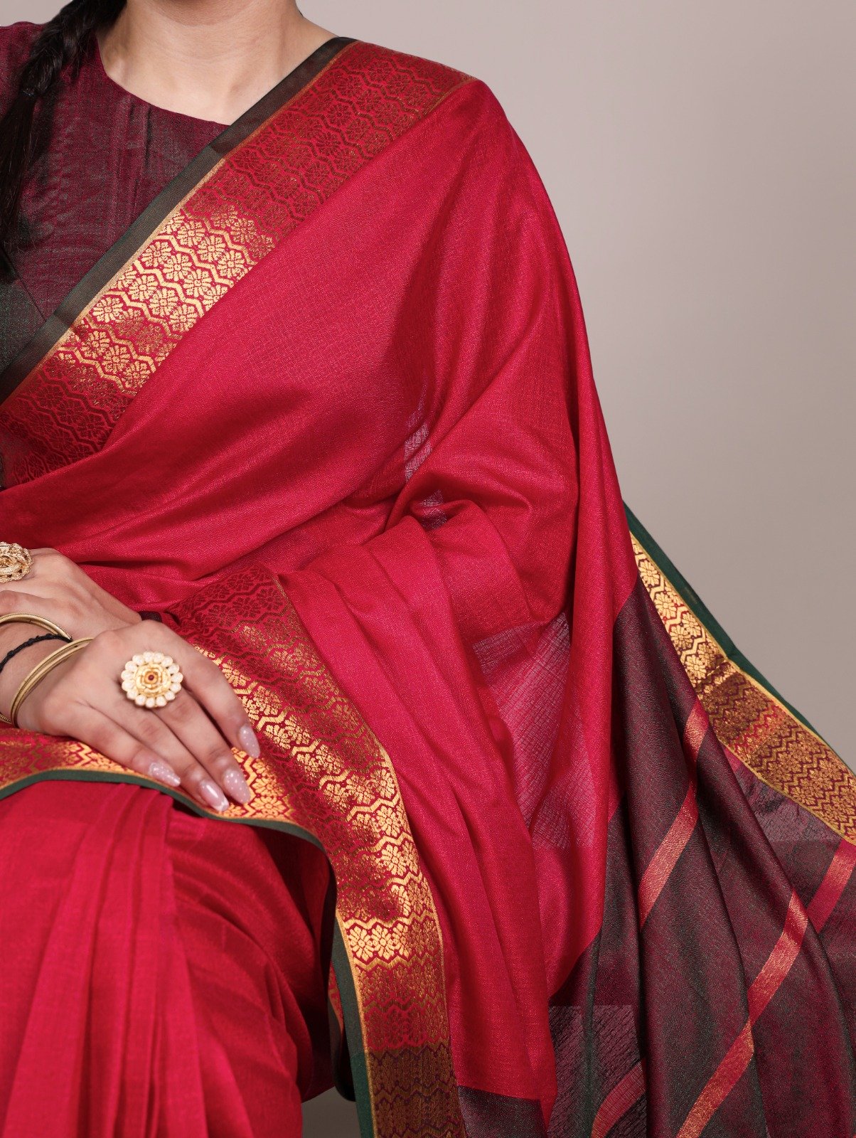 YNF 7408 Red Color Poly Cotton Saree With Zari Work. Wedding, Party, Festive, Events, Affordable Price ₹1399. Delivery 4-6 Working Days. Shop now. | Creative Sarees, Embroidered Sarees, Bollywood Sarees, Designer Sarees, Ethnic Saree, Modern Digital sarees, Party Wear Sarees, Sarees