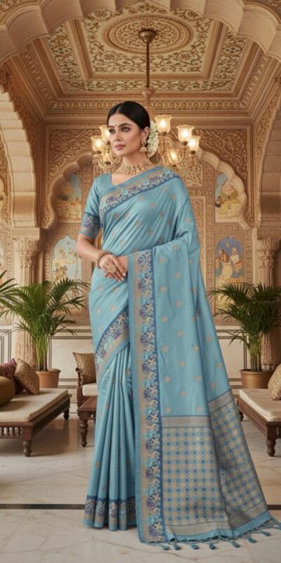 MS 545 Sky Blue Banarasi Silk Saree with Zari Work. Wedding, Party, Festive, Events, Now at just ₹1649. Delivery 4-6 Working Days. Shop now. | Creative Sarees, Embroidered Sarees, Bollywood Sarees, Designer Sarees, Ethnic Saree, Modern Digital sarees, Party Wear Sarees, Sarees
