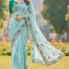 SC 1005 Sky Blue in Soft fandy Silk Embroidery Work & Lace Work Saree . Available at ₹2499 only. Delivery 4-6 Working Days. Shop now. | Creative Sarees, Embroidered Sarees, Bollywood Sarees, Designer Sarees, Ethnic Saree, Modern Digital sarees, Party Wear Sarees, Sarees