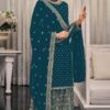 FC 1448 Teal Georgette Salwar Suit with Embroidery Work & Lace Work. Exclusive Offer ₹2599. Delivery 4-6 Working Days. Shop now. | Casual Suits, Jump Suits, Tops & Bottoms, Track Suits, Trendy Wear, Creative suits, Designer Suits, Palazzo Suits, Party Wear Suits, Patiala Suits, Salwar suit, Straight Suits