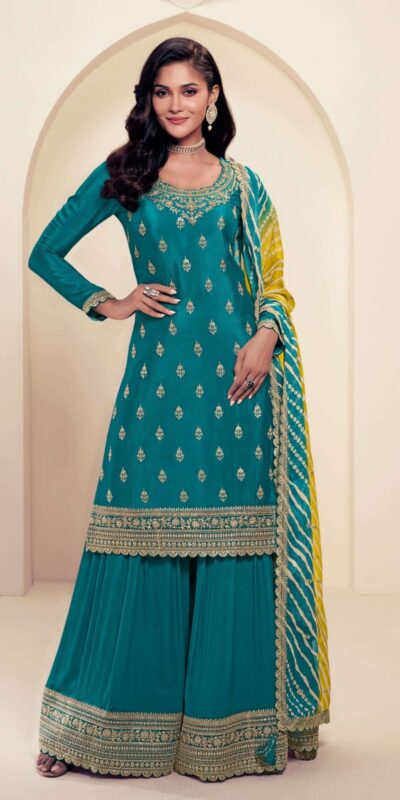 DS V 72961 Teal in Viscose Chinon Zari Work & Embroidery Work Salwar Suit . Special Price ₹2549. Delivery 4-6 Working Days. Shop now. | Casual Suits, Jump Suits, Tops & Bottoms, Track Suits, Trendy Wear, Creative suits, Designer Suits, Palazzo Suits, Party Wear Suits, Patiala Suits, Salwar suit, Straight Suits
