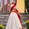 White Poly Cotton Lace Zari Work Lehenga Choli