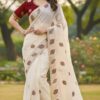 SC 1005 White in Soft fandy Silk Embroidery Work & Lace Work Saree . Available at ₹2499 only. Delivery 4-6 Working Days. Shop now. | Creative Sarees, Embroidered Sarees, Bollywood Sarees, Designer Sarees, Ethnic Saree, Modern Digital sarees, Party Wear Sarees, Sarees