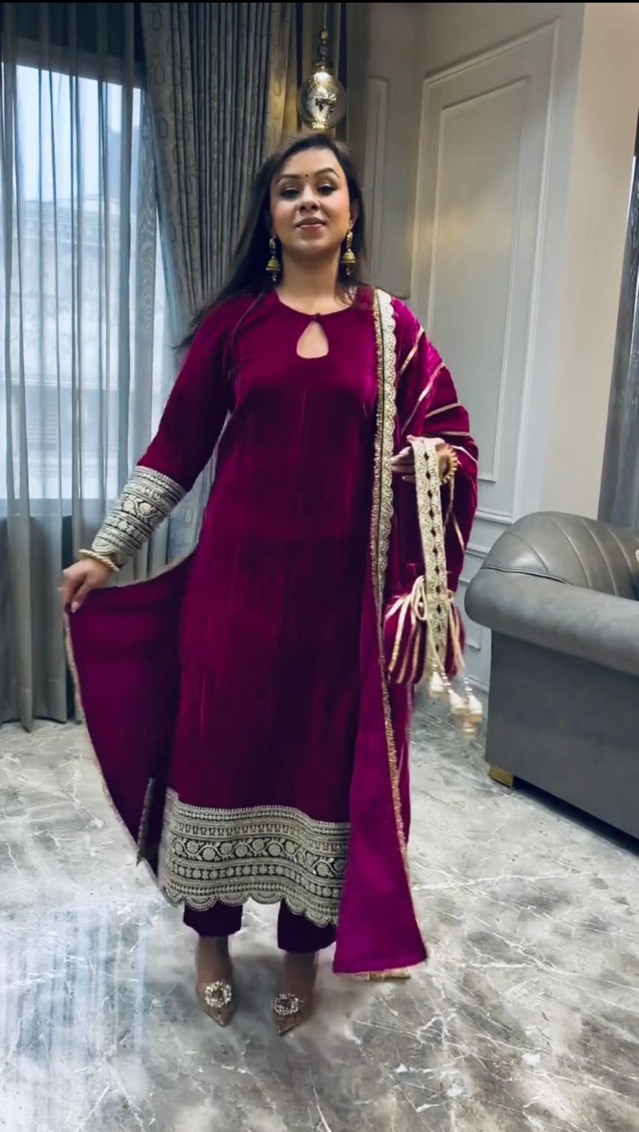 VLM 241 Wine in Crash Viscose Velvet Embroidery Work Salwar Suit . Affordable Price ₹2399. Delivery 4-6 Working Days. Shop now. | Casual Suits, Jump Suits, Creative suits, Designer Suits, Palazzo Suits, Party Wear Suits, Patiala Suits, Salwar suit, Straight Suits