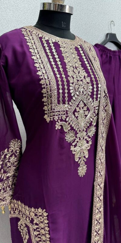 KF 1628 Wine Fuax Georgette Salwar Suit Perfect for Wedding, Party, Raksha Bandhan, Baisakhi, Sangeet – . Affordable Price ₹2399. Delivery 4-6 Working | Casual Suits, Jump Suits, Tops & Bottoms, Track Suits, Trendy Wear, Creative suits, Designer Suits, Palazzo Suits, Party Wear Suits, Patiala Suits, Salwar suit, Straight Suits