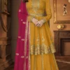 DS A 9125 Yellow Faux Georgette Salwar Suit with Embroidery Work. Special Price ₹2599. Delivery 4-6 Working Days. Shop now. | Casual Suits, Jump Suits, Tops & Bottoms, Track Suits, Trendy Wear, Creative suits, Designer Suits, Palazzo Suits, Party Wear Suits, Patiala Suits, Salwar suit, Straight Suits
