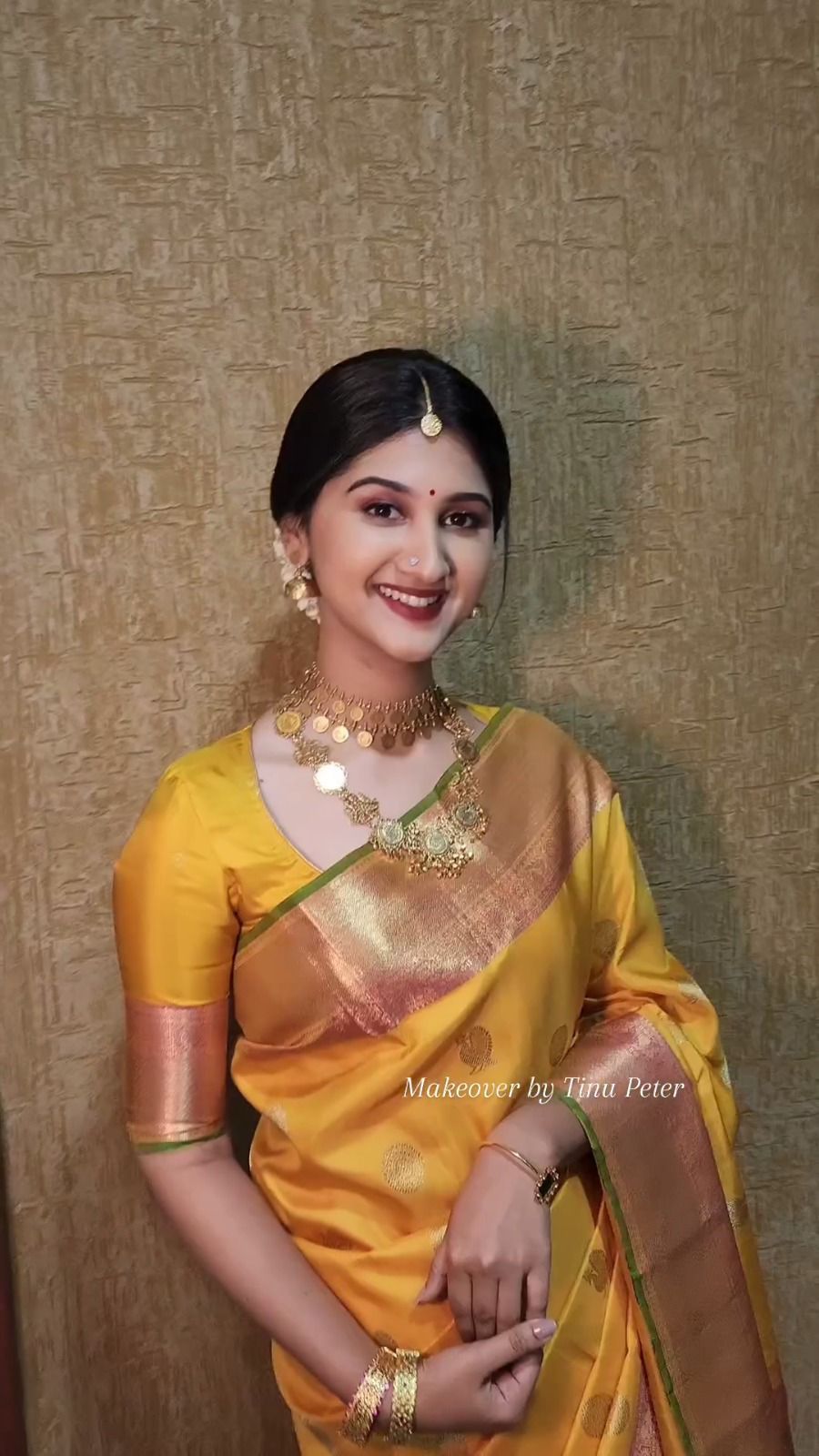 Yellow Soft Lichi Silk Border Work Saree - Image 5