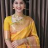 Yellow Soft Lichi Silk Border Work Saree
