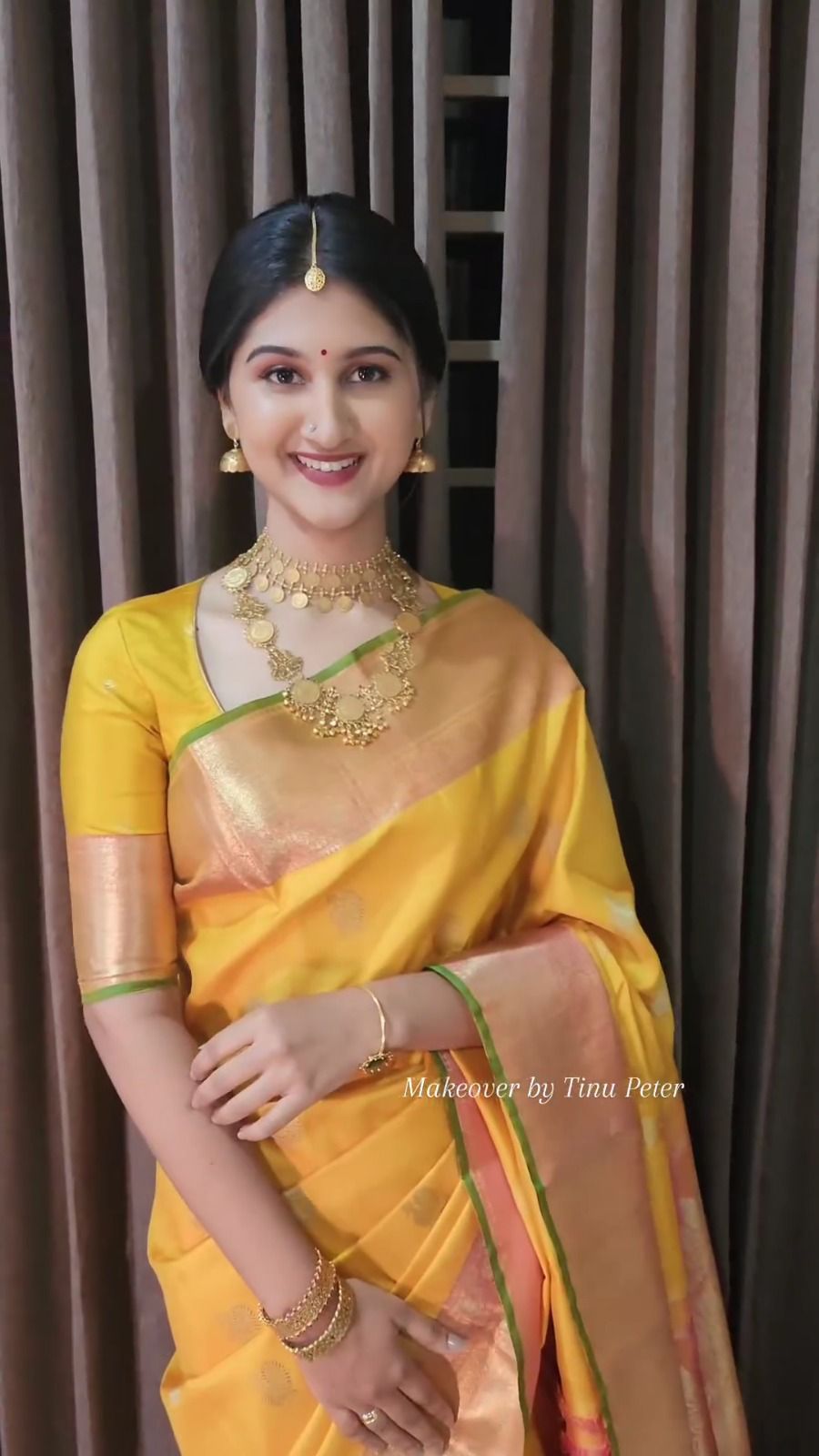 Yellow Soft Lichi Silk Border Work Saree