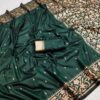 Green Banarasi Silk Zari Weaving Lace Work Saree
