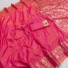 Pink Banarasi Silk Zari Weaving Lace Work Saree