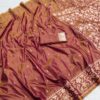 Rust Banarasi Silk Zari Weaving Lace Work Saree