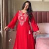 Red Rayon Thread With Real Mirror Work Salwar Suit