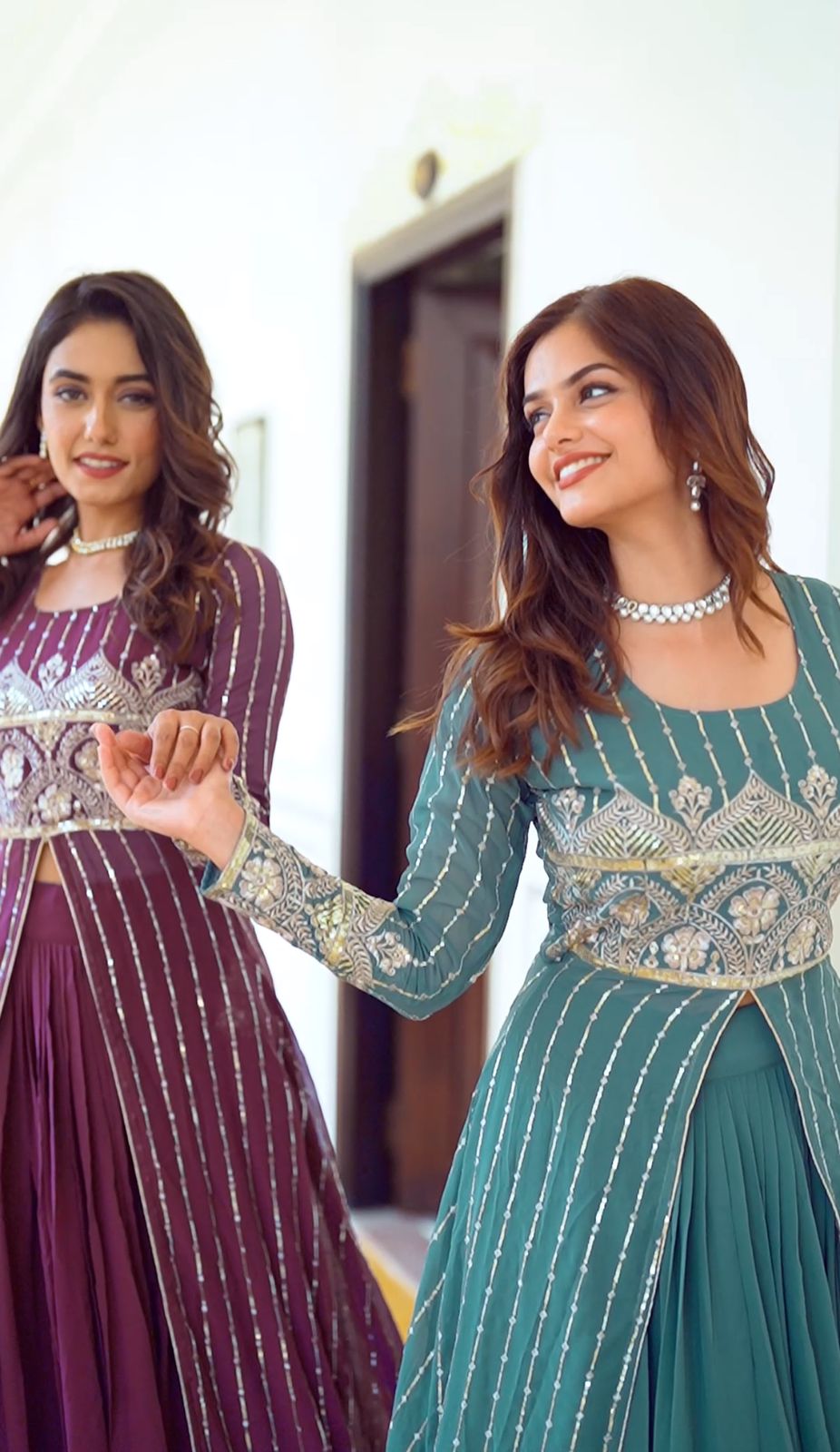 Teal Fox Georgette Embroidery Work Lehenga Choli - Image 4