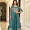 Teal Fox Georgette Embroidery Work Lehenga Choli