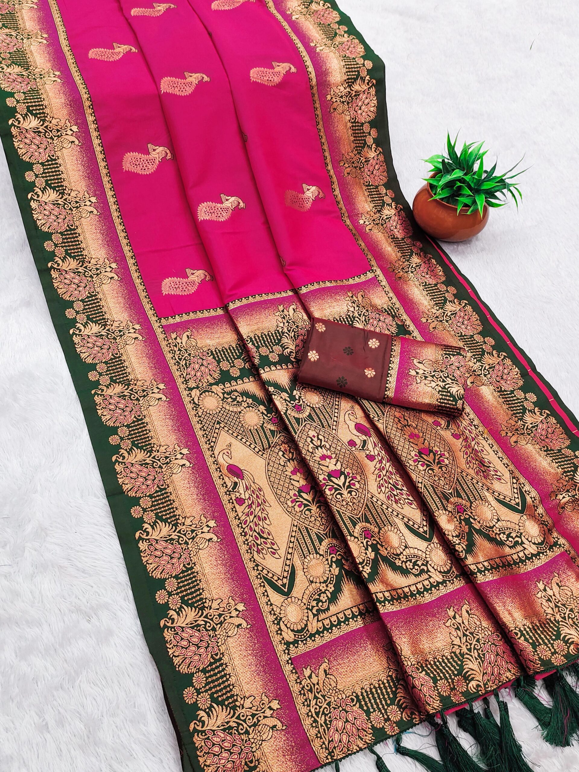 Pink Paithani Silk Zari Lace Work Saree