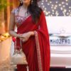 Red Rangoli Silk Lace Embroidery Work Saree