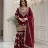 Maroon Georgette Embroidery Work Salwar Suit