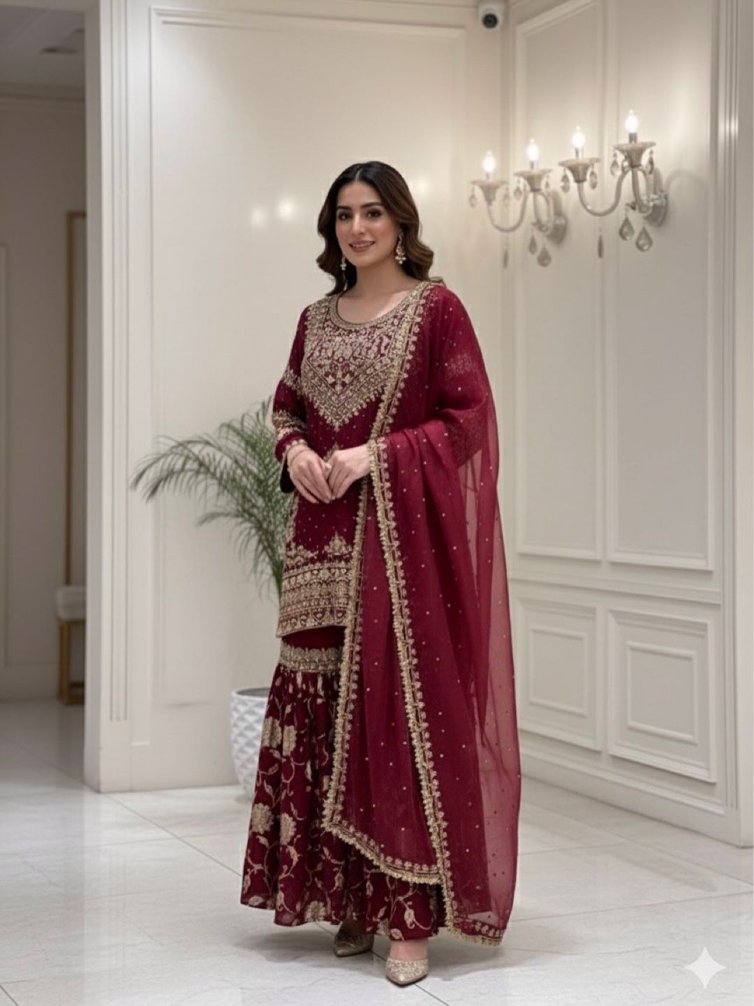 Maroon Georgette Embroidery Work Salwar Suit - Image 2